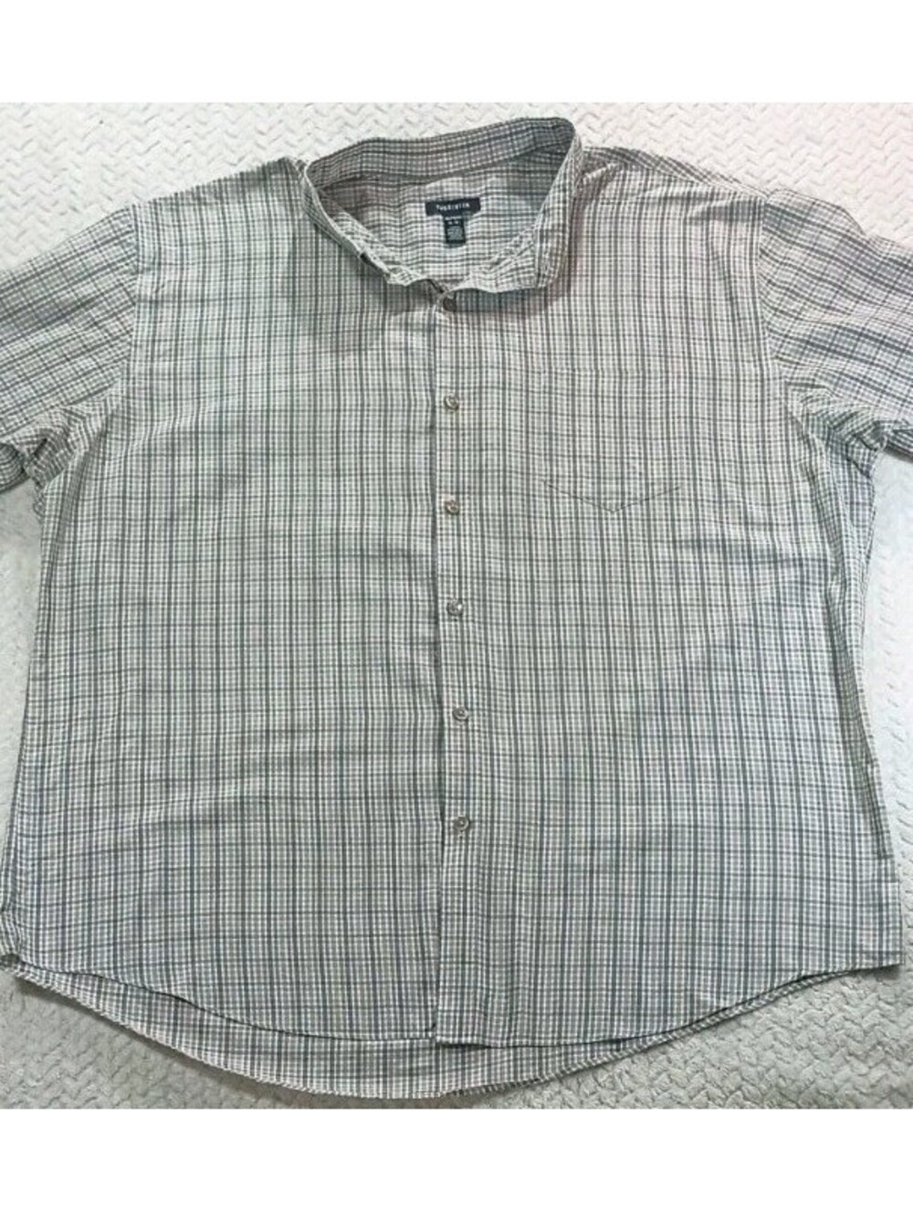 Van Heusen - Dress Shirt Button Down Plaid Shirt Tan White Gray Sz 2XL 18-18 1/2